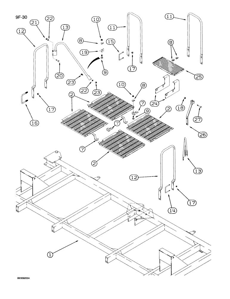 Схема запчастей Case IH 950 - (9F-30) - WALKWAY, 8 ROW WIDE, VERTICAL FOLD (09) - CHASSIS/ATTACHMENTS