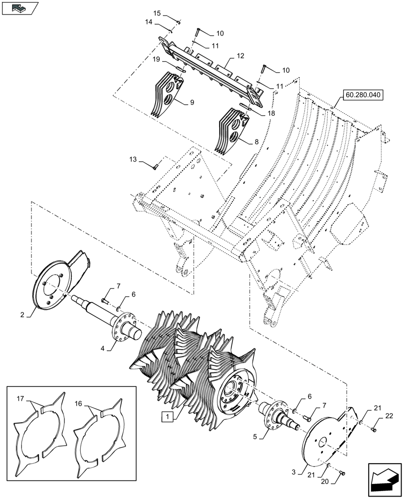 Схема запчастей Case IH LB434R XL - (60.260.050) - ROTOR (60) - PRODUCT FEEDING