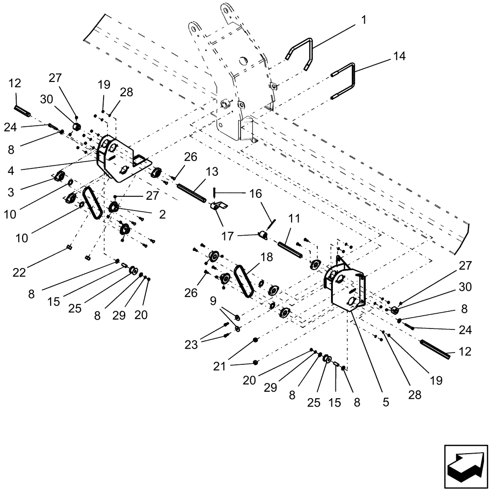 Схема запчастей Case IH 1230 - (35.720.17) - CROSS OVER DRIVE - 12RW MOUNTED STACKER (35) - HYDRAULIC SYSTEMS