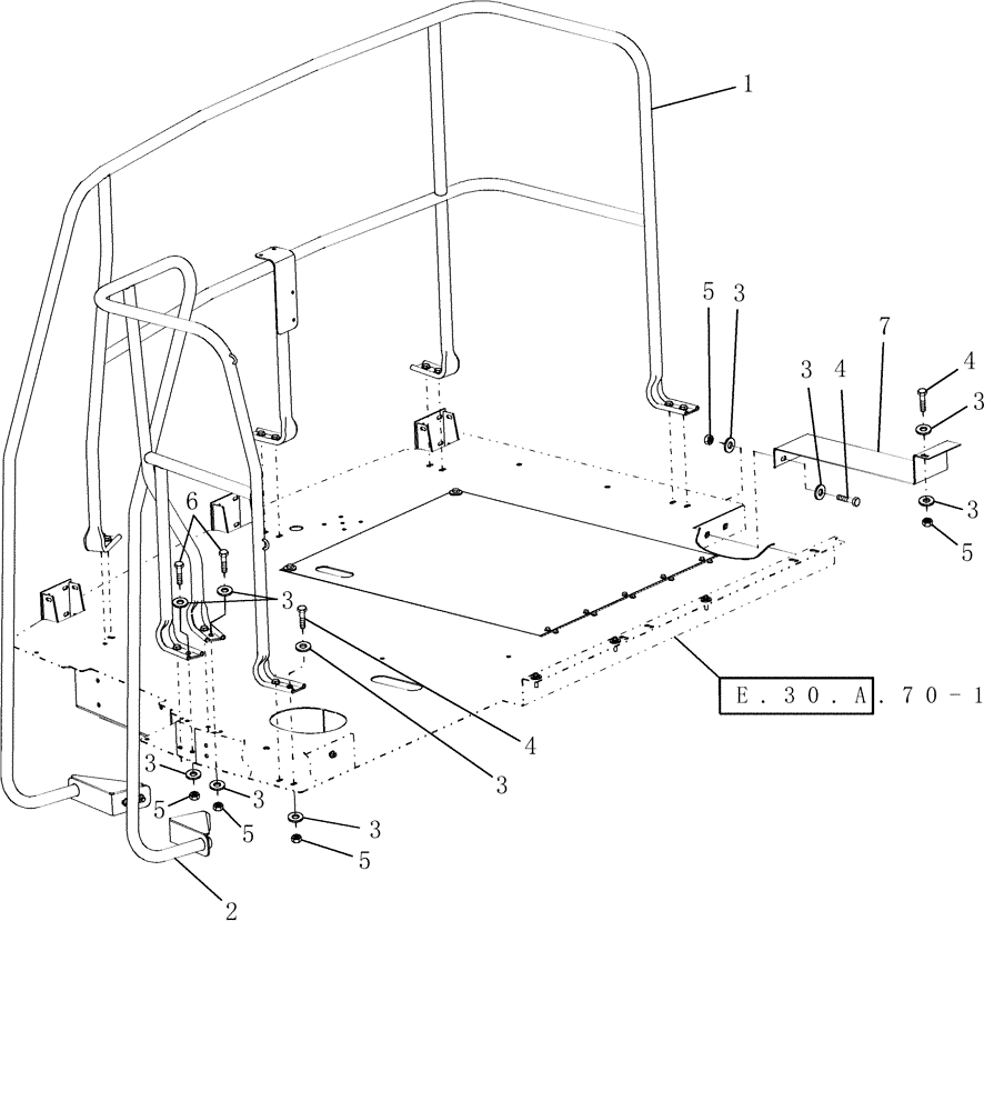 Схема запчастей Case IH AFX8010 - (E.30.A.72[2]) - PLATFORM AND HANDRAILS, REAR - PRIOR TO P.I.N. HAJ105101 E - Body and Structure