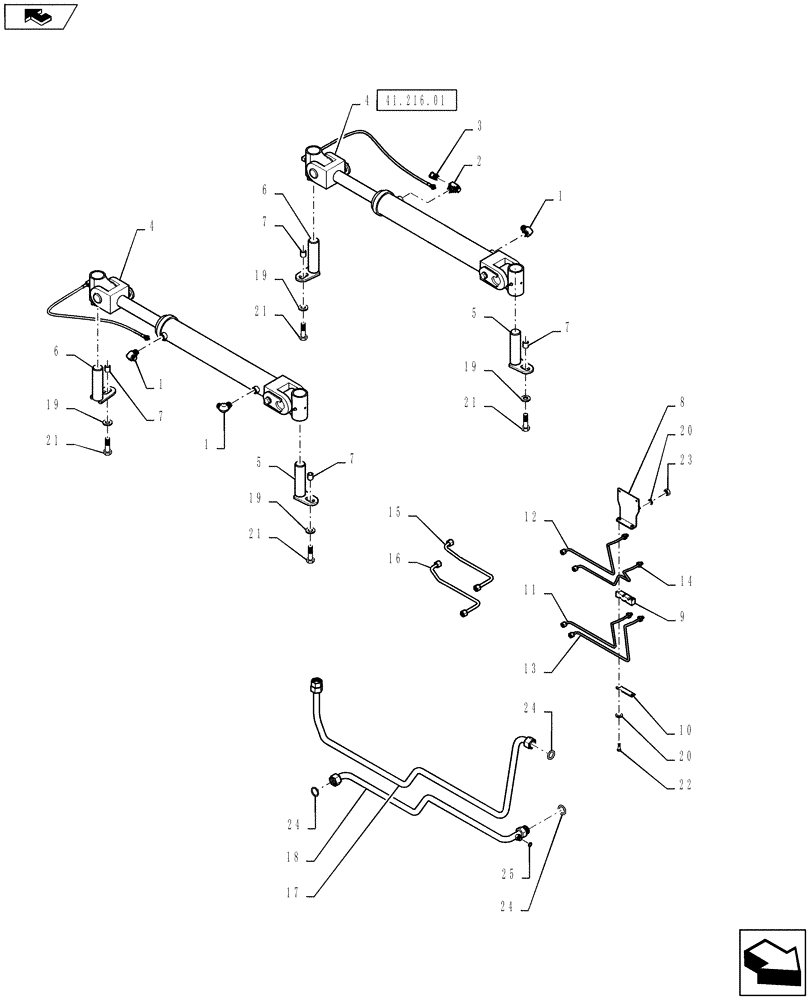 Схема запчастей Case IH STEIGER 550 - (41.200.01[02]) - STEERING - HYDRAULIC CONTROL - WHEELED (41) - STEERING