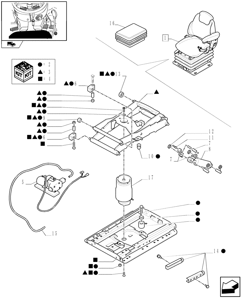 Схема запчастей Case IH PUMA 115 - (1.93.3/ A[05]) - "GRAMMER" DELUXE SEAT W/AIR SPRING, W/BELTS AND W/SWITCH - BREAKDOWN (10) - OPERATORS PLATFORM/CAB