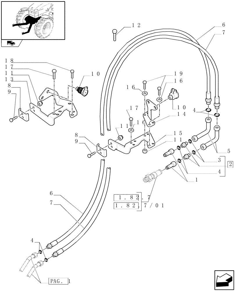 Схема запчастей Case IH PUMA 125 - (1.81.9[02]) - 2 HYDRAULIC FRONT COUPLERS FOR NON INTEGRATED FRONT HPL - C6335 (VAR.330814) (07) - HYDRAULIC SYSTEM