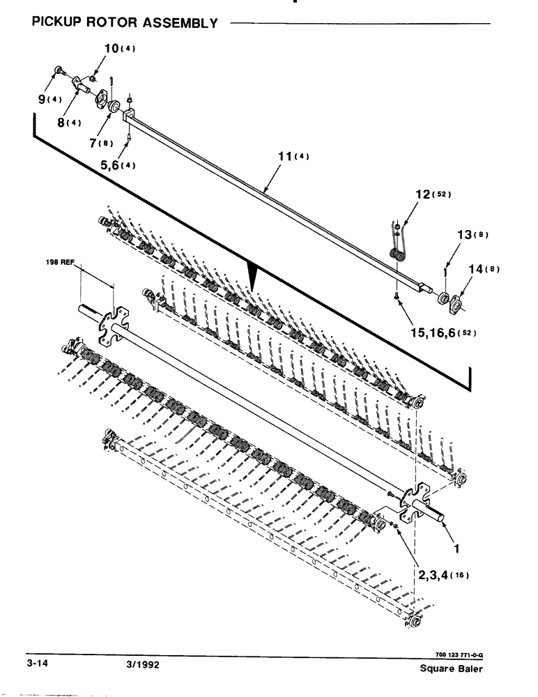 Схема запчастей Case IH 8570 - (3-14) - PICKUP ROTOR ASSEMBLY Pickup