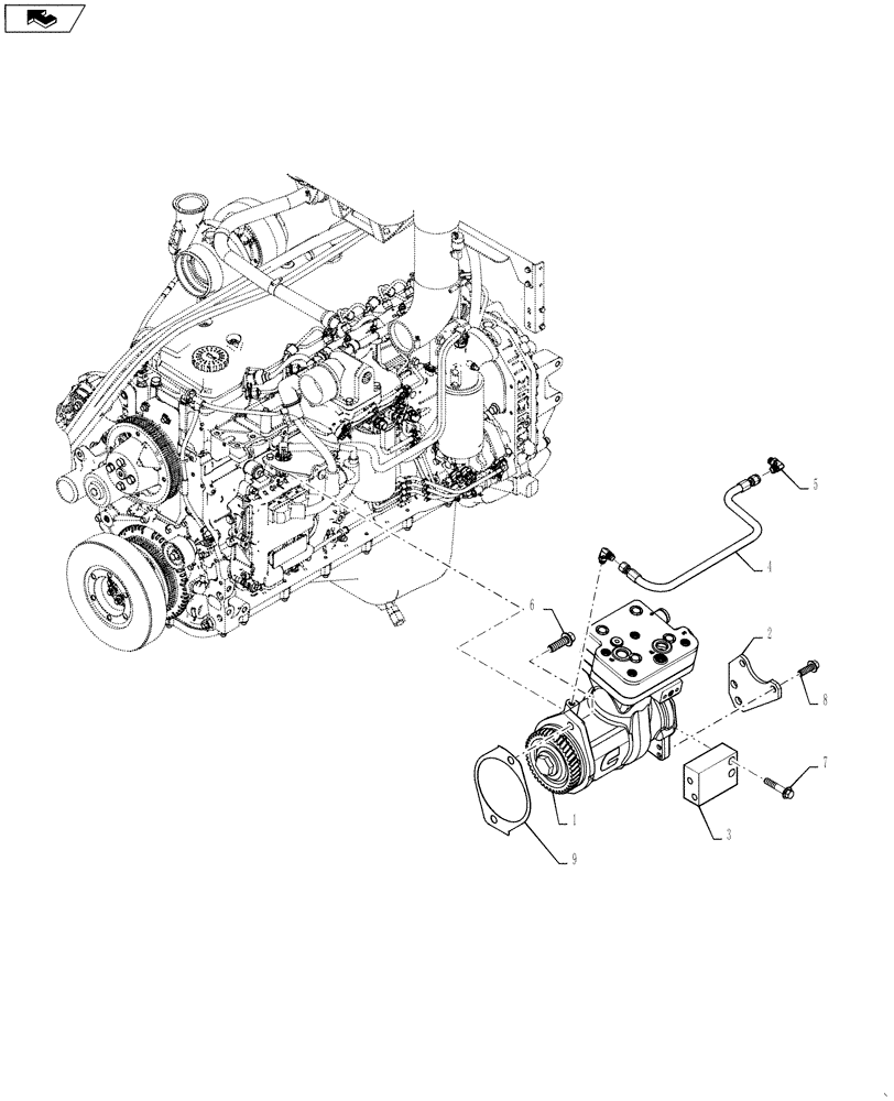 Схема запчастей Case IH 4420 - (03-043) - AIR COMPRESSOR GROUP (01) - ENGINE