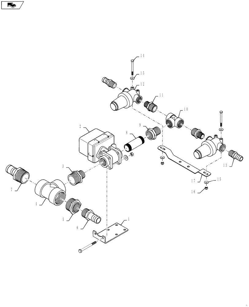 Схема запчастей Case IH 4420 - (09-006) - VALVE PLUMBING GROUP, 5 SECTION Liquid Plumbing