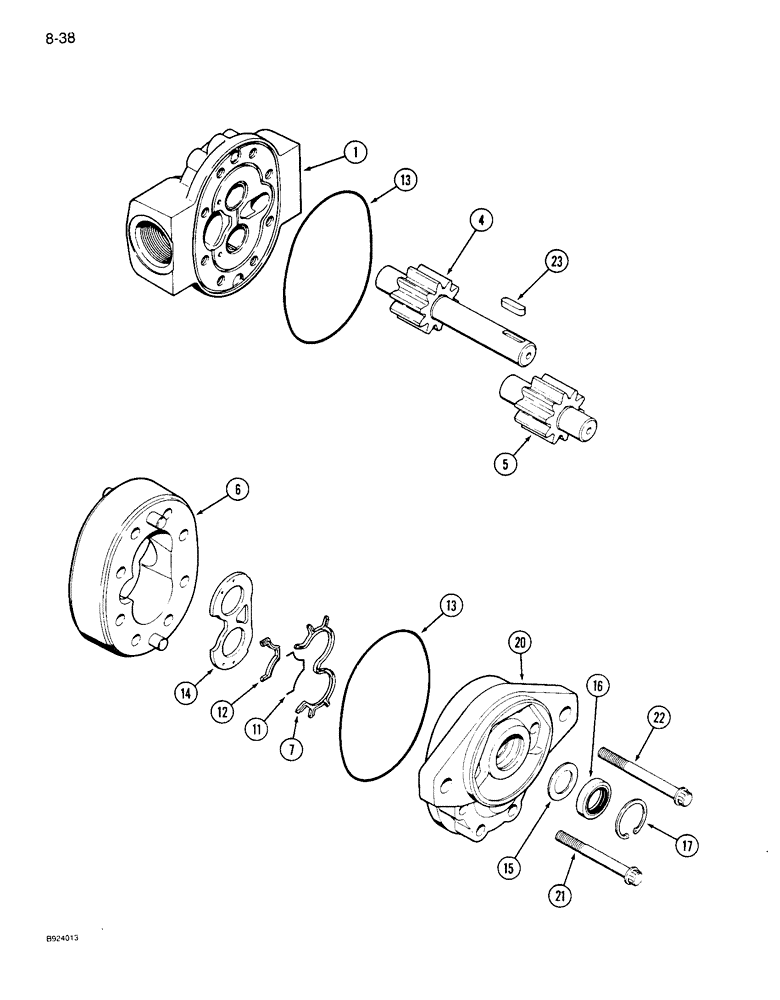 Схема запчастей Case IH 1010 - (8-38) - REEL DRIVE PUMP (35) - HYDRAULIC SYSTEMS