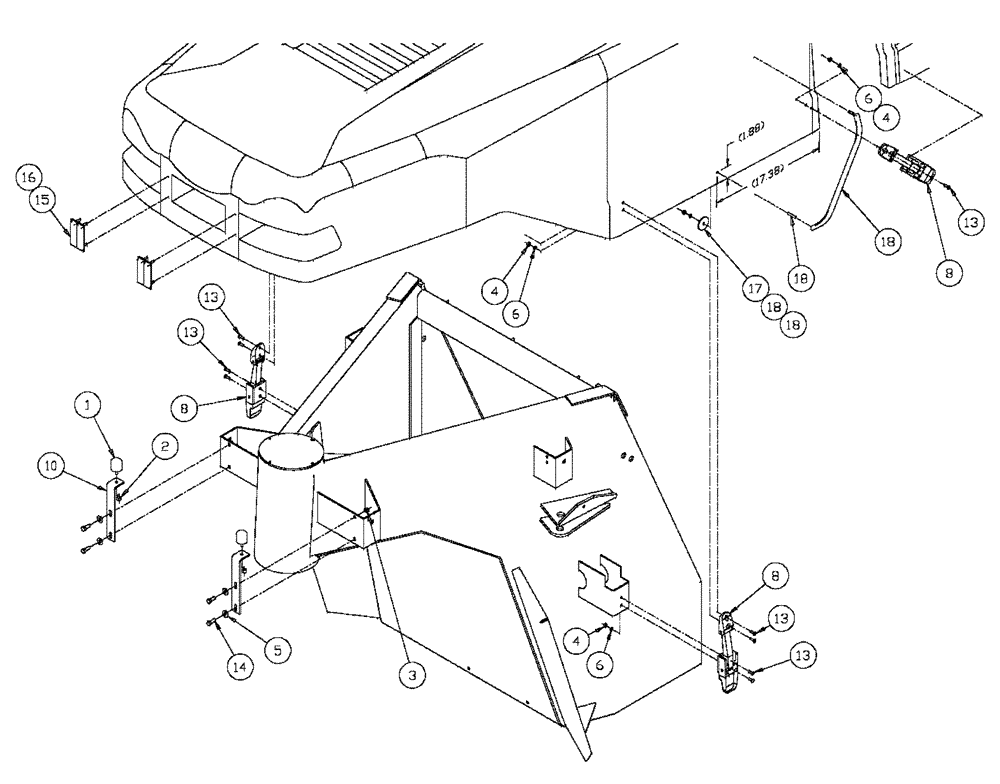 Схема запчастей Case IH FLX3330B - (04-008) - HOOD PARTS GROUP Frame & Suspension