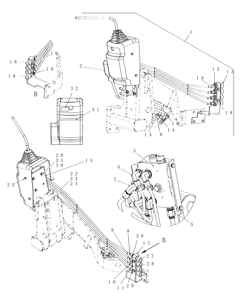 Схема запчастей Case IH DX21 - (07.07) - 2-SPOOL REMOTE CONTROL VALVE & PIPING, WITH LOADER - 715429026 (07) - HYDRAULIC SYSTEM