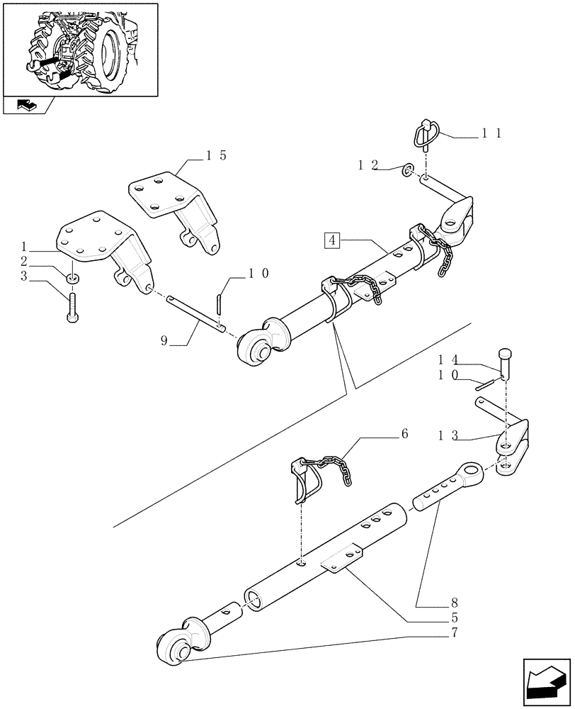 Схема запчастей Case IH PUMA 155 - (1.89.9/01) - MECHANICAL STABILIZERS PIN TYPE ADJUSTMENT (NA) (VAR.330945) (09) - IMPLEMENT LIFT