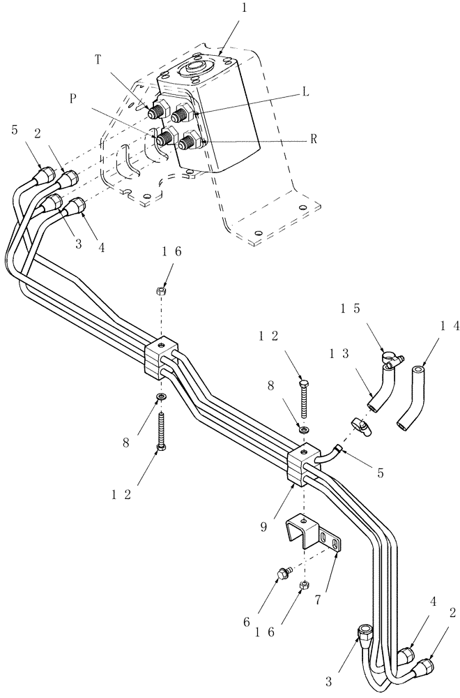 Схема запчастей Case IH DX33 - (03F03) - PIPING, STEERING (06) - FRONT AXLE & STEERING