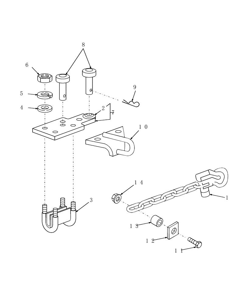 Схема запчастей Case IH SCX100 - (12.08) - HITCH EXTENSION & SAFETY CHAIN (12) - MAIN FRAME