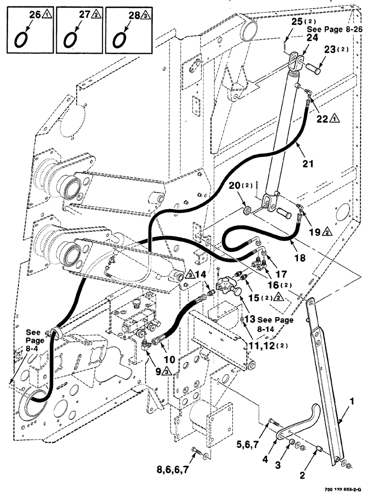 Схема запчастей Case IH RS561A - (8-002) - HYDRAULIC ASSEMBLY,  TAILGATE,  LEFT,  WITH MESH WRAP (07) - HYDRAULICS