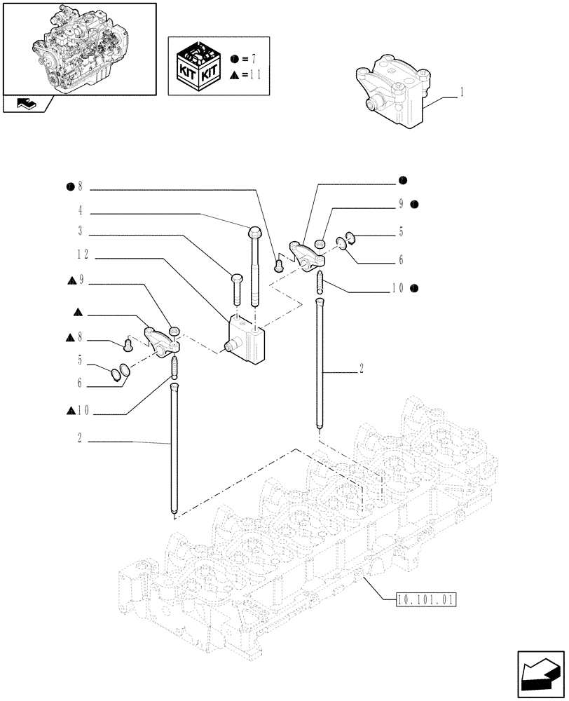 Схема запчастей Case IH F4GE9684R J603 - (10.106.02) - ROCKER SHAFT (2852895) 