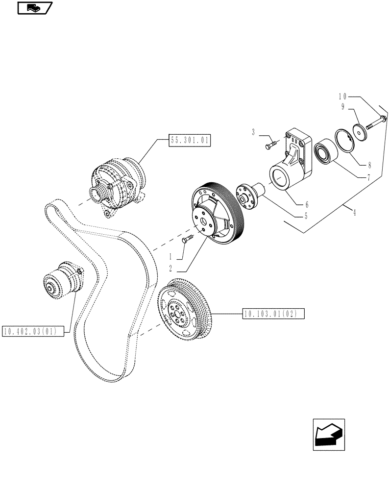 Схема запчастей Case IH MAGNUM 225 - (10.414.01) - FAN DRIVE (10) - ENGINE