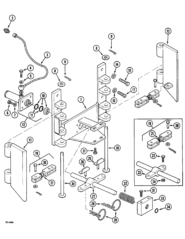 Схема запчастей Case IH 2130 - (9-128) - HITCH SUPPORT AND CYLINDER (09) - CHASSIS/ATTACHMENTS