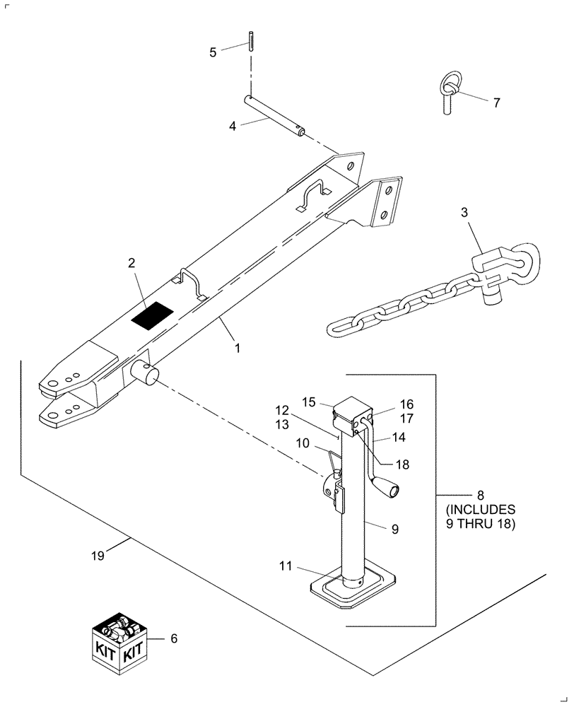 Схема запчастей Case IH DC102 - (18.03) - NON-TRACTOR TOW BAR Attachments