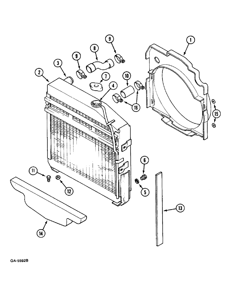 Схема запчастей Case IH 633 - (2-04) - RADIATOR (02) - ENGINE