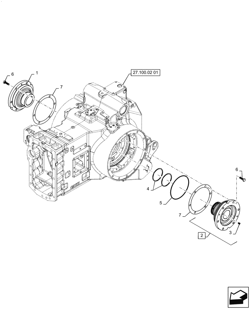 Схема запчастей Case IH MAGNUM 180 - (27.100.02[02]) - TRANSMISSION, COVERS AND SUPPORTS, WITH CONTINUOUSLY VARIABLE TRANSMISSION (27) - REAR AXLE SYSTEM