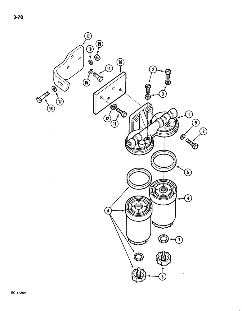 Схема запчастей Case IH 585 - (3-078) - FUEL FILTER, BOSCH, P.I.N. 18001 AND AFTER (03) - FUEL SYSTEM