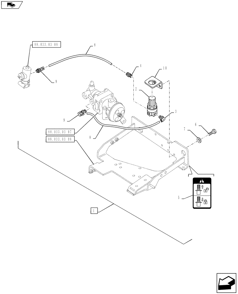 Схема запчастей Case IH PUMA 160 - (88.033.03[10]) - DIA KIT, PNEUMATIC TRAILER BRAKE ITALY - PRESSURE REGULATOR (88) - ACCESSORIES