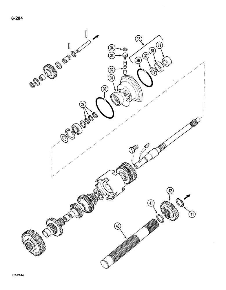 Схема запчастей Case IH 585 - (6-284) - FORWARD AND REVERSE, SYNCHROMESH DRIVE, CONTD (06) - POWER TRAIN