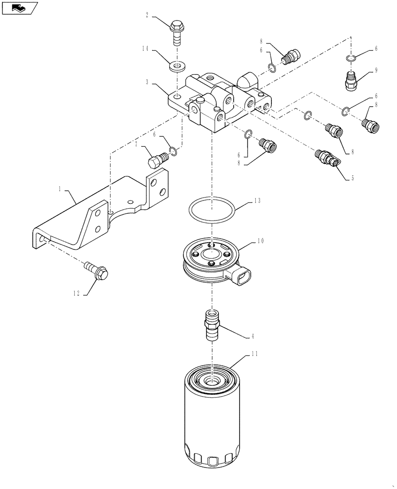 Схема запчастей Case IH 3230 - (10.206.03) - FUEL FILTER - COMPONENTS (10) - ENGINE