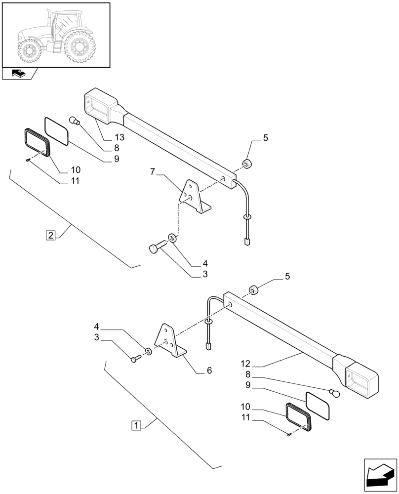 Схема запчастей Case IH PUMA 180 - (1.75.7/05) - (VAR.089/1-667) EXTREMITY LIGHTS FOR NA OHIO (06) - ELECTRICAL SYSTEMS