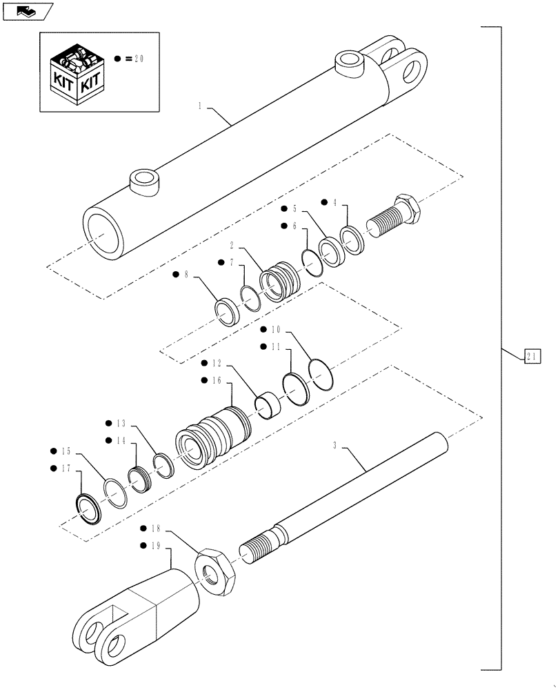 Схема запчастей Case IH 3230 - (35.116.03) - STEERING CYLINDER (35) - HYDRAULIC SYSTEMS