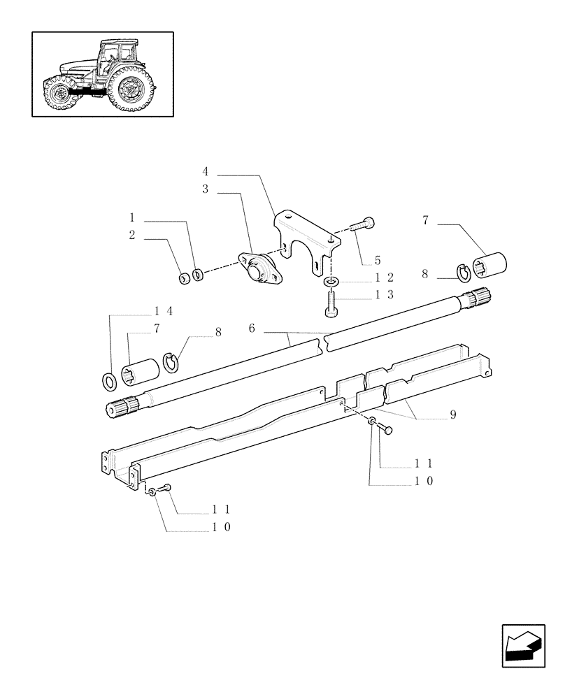 Схема запчастей Case IH JX100U - (1.38.5) - PROPELLER SHAFT - 4WD - GUARD (04) - FRONT AXLE & STEERING