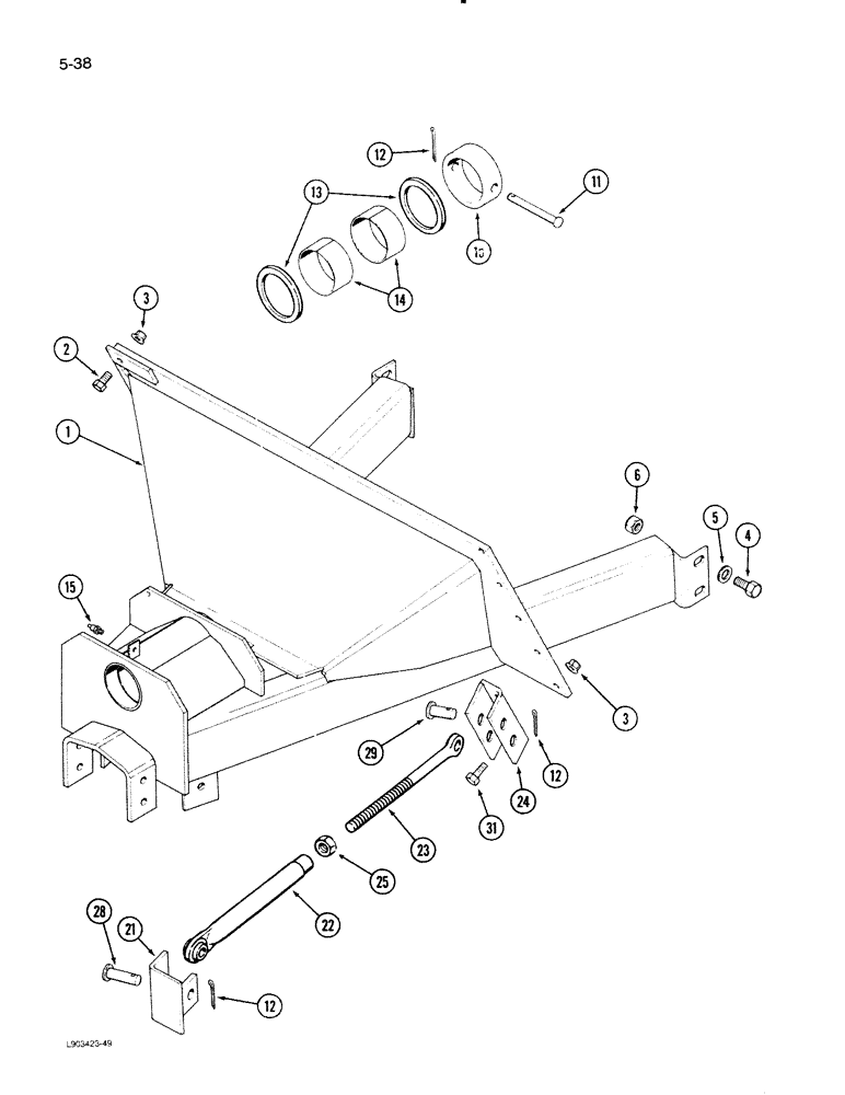 Схема запчастей Case IH 1620 - (5-38) - STEERING AXLE SUPPORT, POWER GUIDE AXLE (04) - STEERING