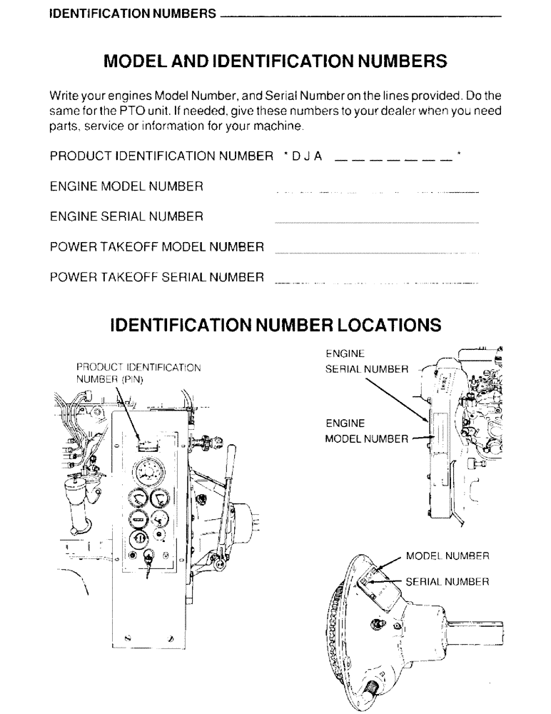 Схема запчастей Case IH 4390T - (002) - IDENTIFICATION NUMBERS, MODEL AND IDENTIFICATION NUMBERS, IDENTIFICATION NUMBER LOCATIONS 