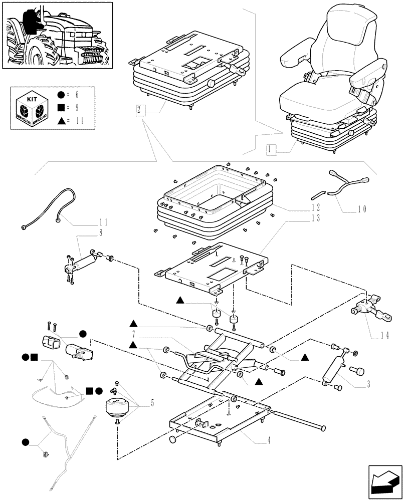 Схема запчастей Case IH MXM140 - (1.93.3/ F[03]) - DELUXE AIR SEAT WITH REELING SEAT BELT - BREAKDOWN (10) - OPERATORS PLATFORM/CAB