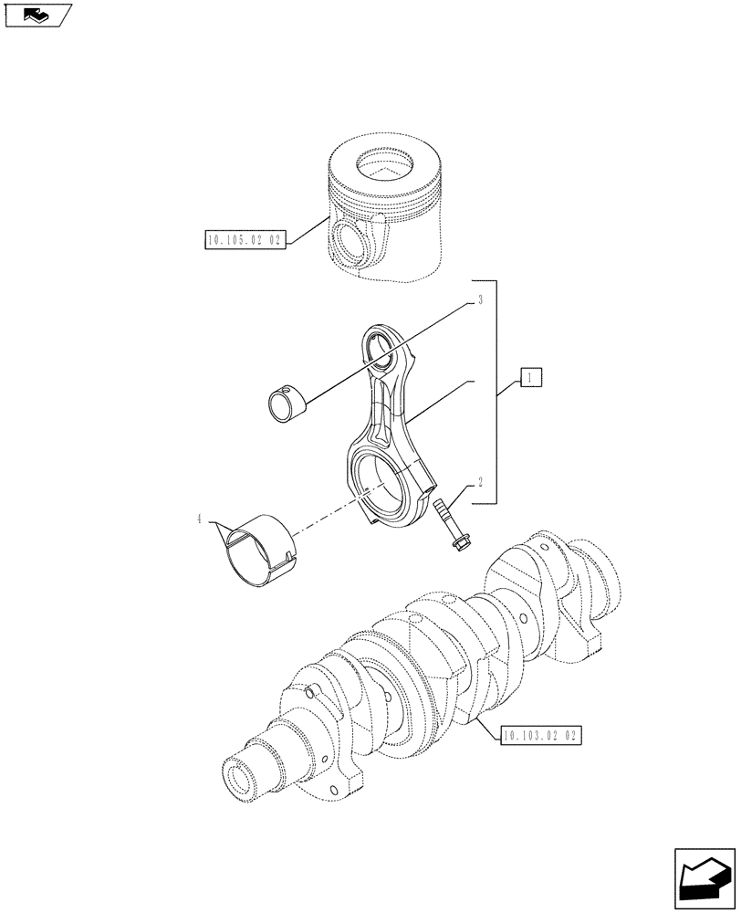 Схема запчастей Case IH FARMALL 75A - (10.105.03[02]) - CONNECTING ROD (10) - ENGINE