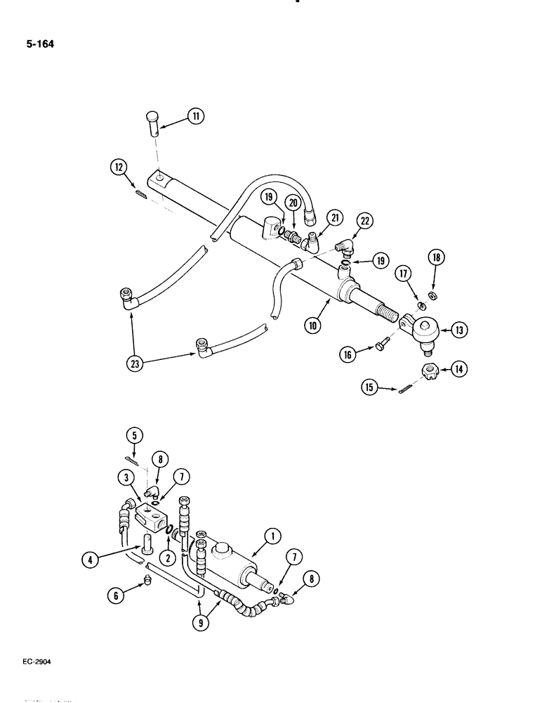 Схема запчастей Case IH 885 - (5-164) - STEERING CYLINDERS AND CONNECTIONS, 2 WHEEL DRIVE (05) - STEERING