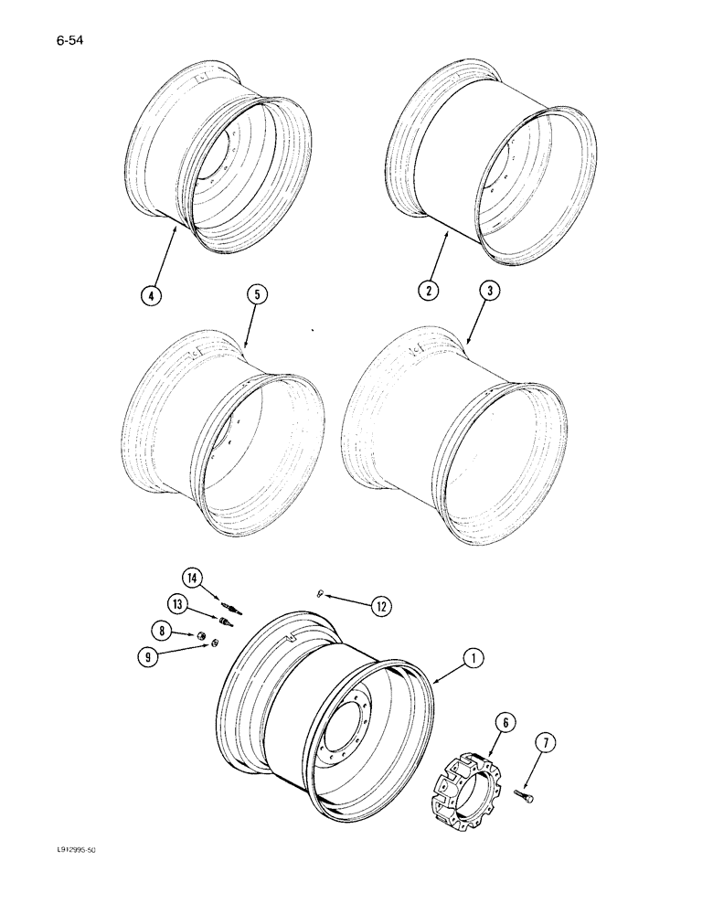 Схема запчастей Case IH 1640 - (6-54) - DRIVE WHEELS AND SPACERS (03) - POWER TRAIN