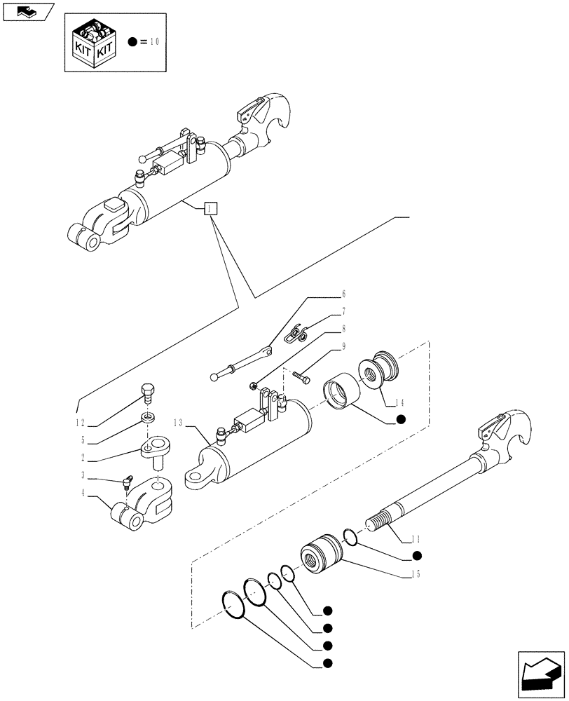 Схема запчастей Case IH PUMA 230 - (35.124.01[02]) - HYDRAULIC TOP LINK - BREAKDOWN (VAR.728484-728237) (35) - HYDRAULIC SYSTEMS