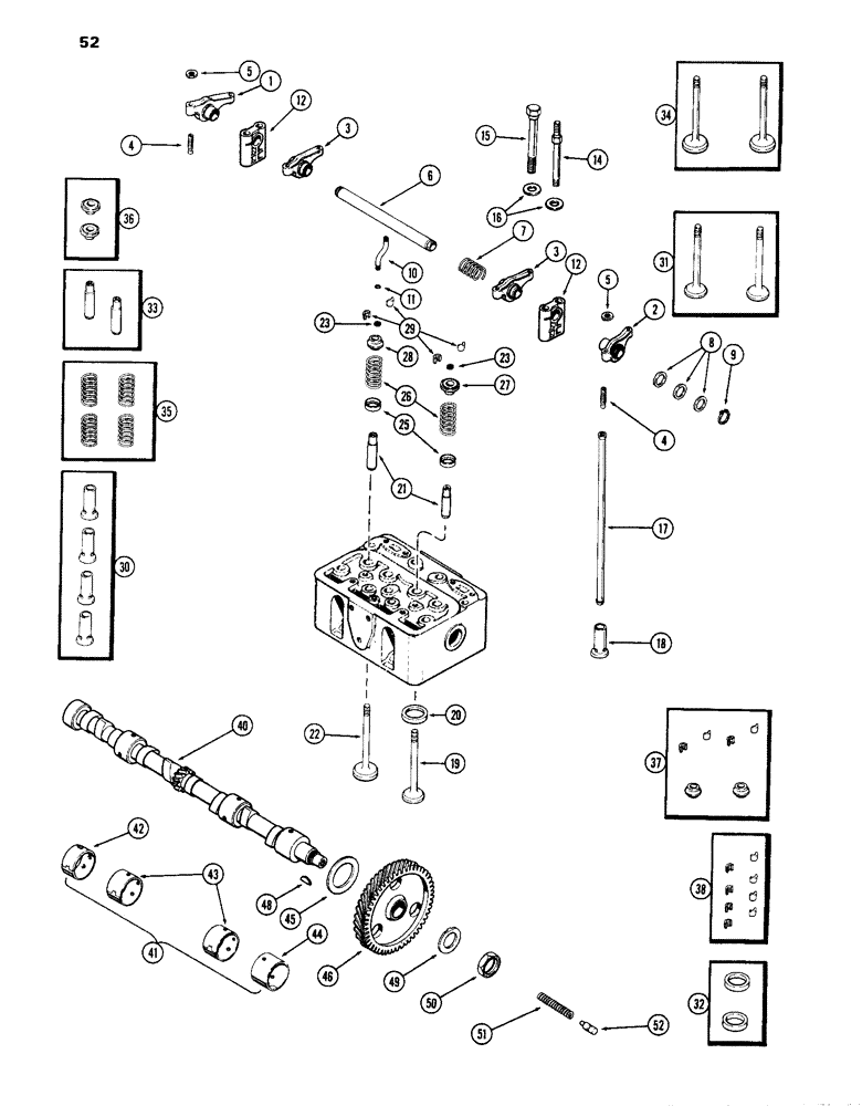 Схема запчастей Case IH 870 - (052) - VALVE MECHANISM AND CAMSHAFT, (301B) SPARK IGNITION ENGINE (02) - ENGINE