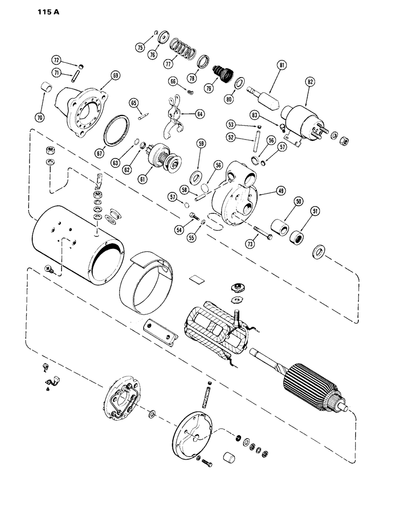 Схема запчастей Case IH 870 - (115A) - A59217 STARTER, (336B) DIESEL ENGINE, USED PRIOR TO TRACTOR SERIAL NUMBER 8696753 (04) - ELECTRICAL SYSTEMS