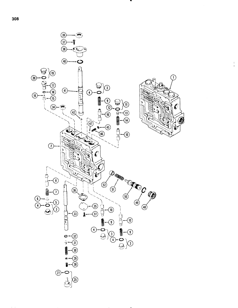 Схема запчастей Case IH 1270 - (308) - A148160 TRANSMISSION VALVE (06) - POWER TRAIN