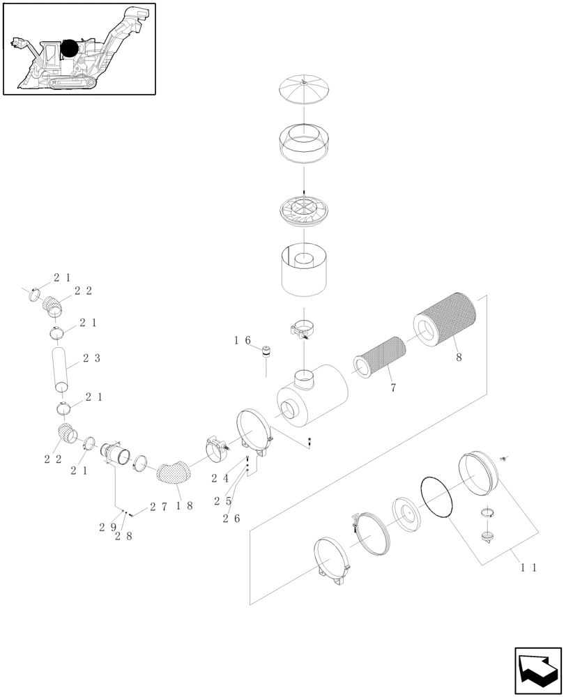 Схема запчастей Case IH A4000 - (C03.02[01]) - AIR CLEANER Engine & Engine Attachments