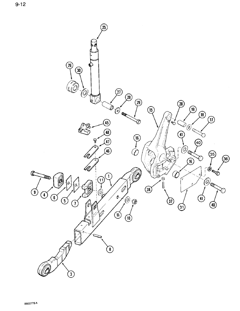 Схема запчастей Case IH 7110 - (9-012) - HITCH LOWER LIFT LINKS, P.I.N. JJA0036010 AND AFTER (09) - CHASSIS/ATTACHMENTS