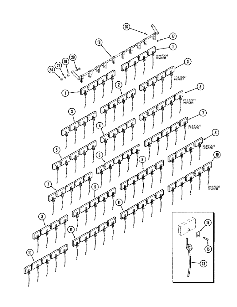 Схема запчастей Case IH 1010 - (9A-16) - 6 BAT REEL, BAT AND STEEL TINE ASSEMBLY (58) - ATTACHMENTS/HEADERS