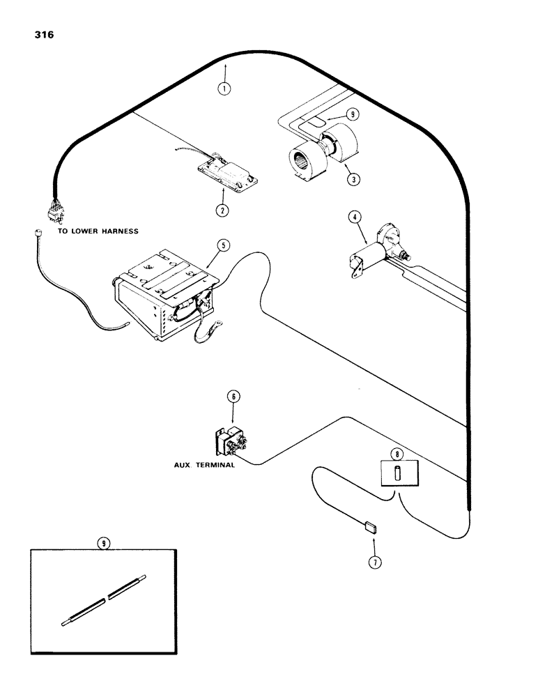 Схема запчастей Case IH 970 - (316) - CAB, ELECTRICAL EQUIPMENT & WIRING, PLENUM, BETTENDORF (09) - CHASSIS/ATTACHMENTS