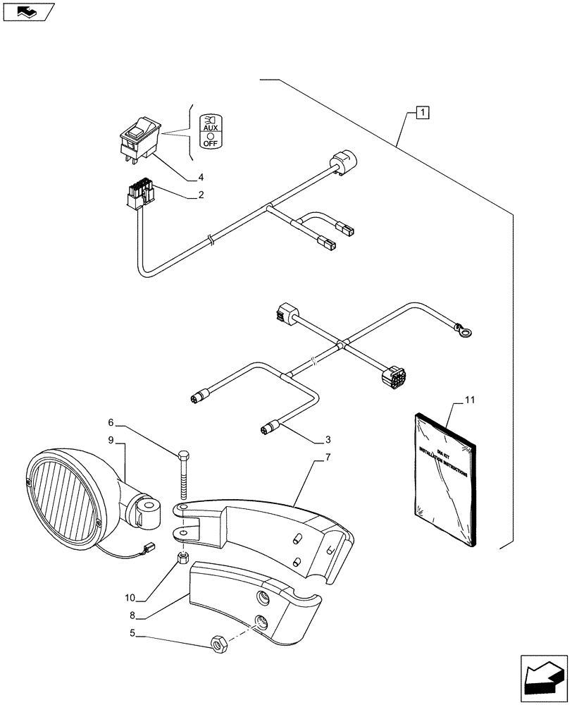 Схема запчастей Case IH PUMA 215 - (88.055.11) - DIA KIT - GRABRAIL WORK LAMPS (88) - ACCESSORIES