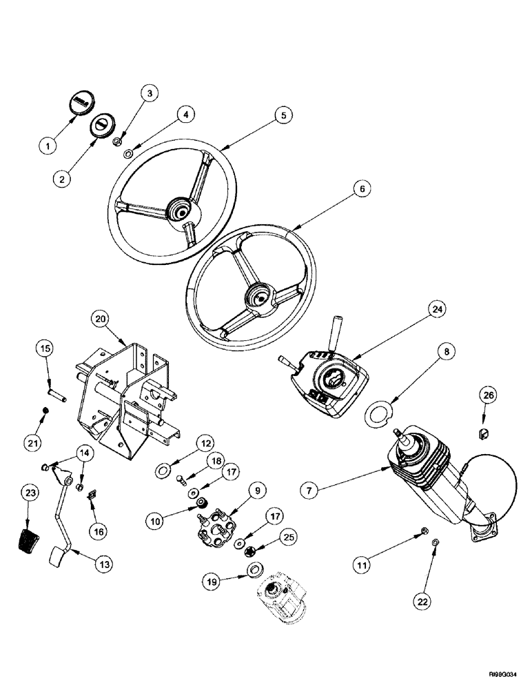 Схема запчастей Case IH MX200 - (5-002) - STEERING WHEEL AND COLUMN (05) - STEERING