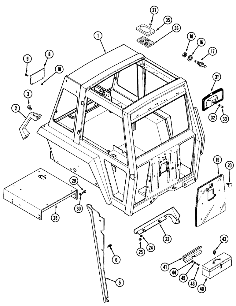 Схема запчастей Case IH 1896 - (9-410) - CAB ASSEMBLY AND ATTACHING PARTS (09) - CHASSIS/ATTACHMENTS