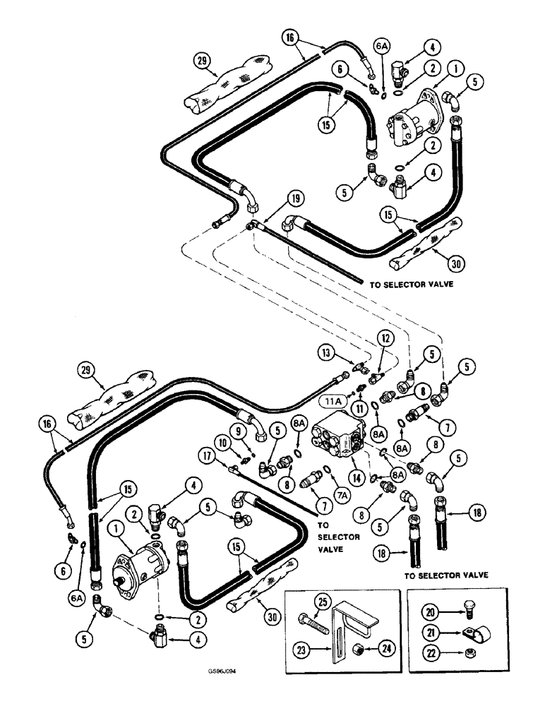 Схема запчастей Case IH 1660 - (5-44) - HYDRAULIC SYSTEM, POWER GUIDE AXLE, PRIOR TO P.I.N. JJC0036301 (04) - STEERING