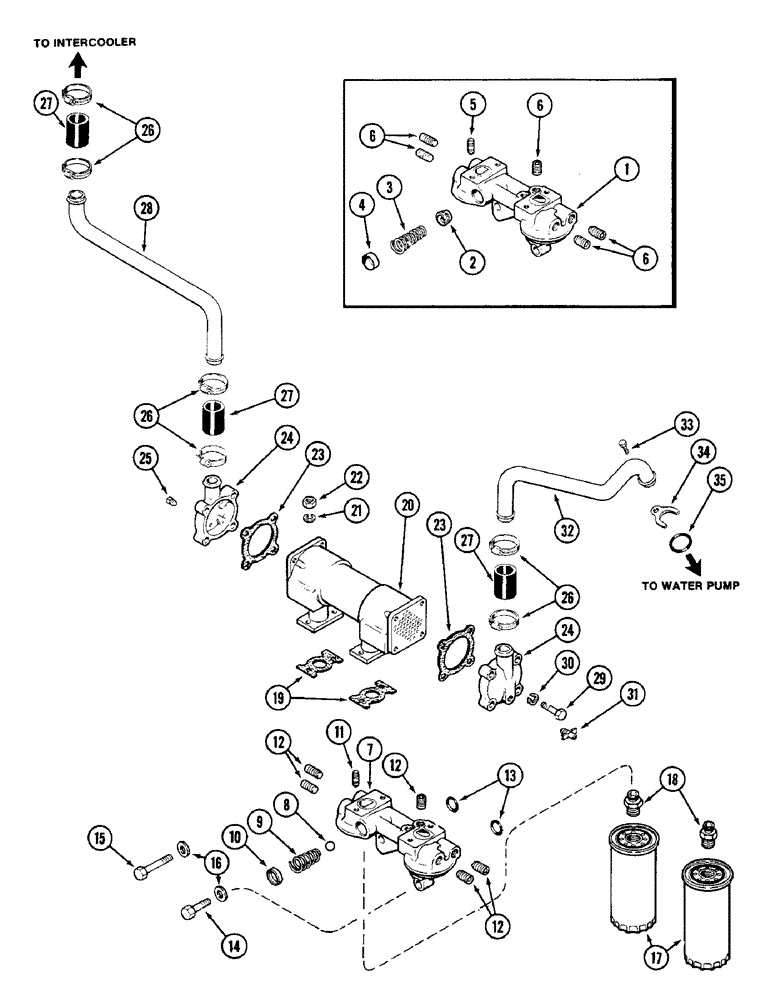 Схема запчастей Case IH 4690 - (2-030) - OIL FILTER AND HEAT EXCHANGER, 504BDTI DIESEL ENGINE (02) - ENGINE