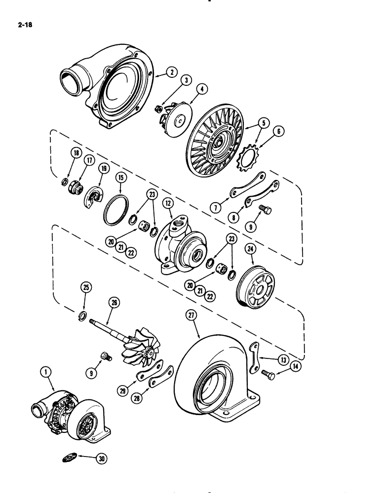 Схема запчастей Case IH 2294 - (2-018) - TURBOCHARGER ASSEMBLY, 504BDT DIESEL ENGINE (02) - ENGINE